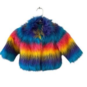 Girl's Rainbow Faux Fur Jacket 18 Months Truly Scrumptious by Heidi Klum Toddler